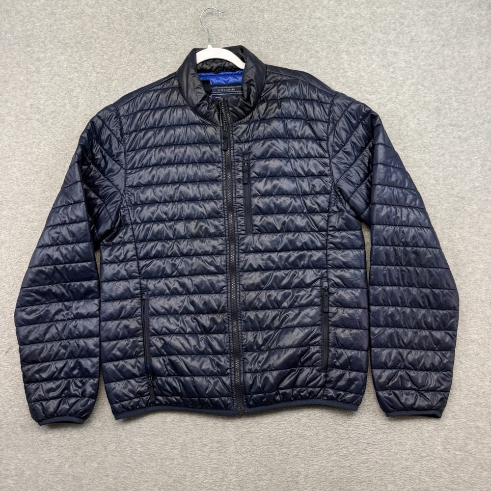 J Crew Jacket Mens Large Blue Primaloft Puffer Full Zip Packable 3 in 1 Outdoor